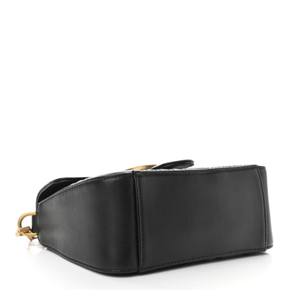 Gucci Calfskin Matelasse Mini GG Marmont Top Handle Shoulder Bag Black 3 of 9