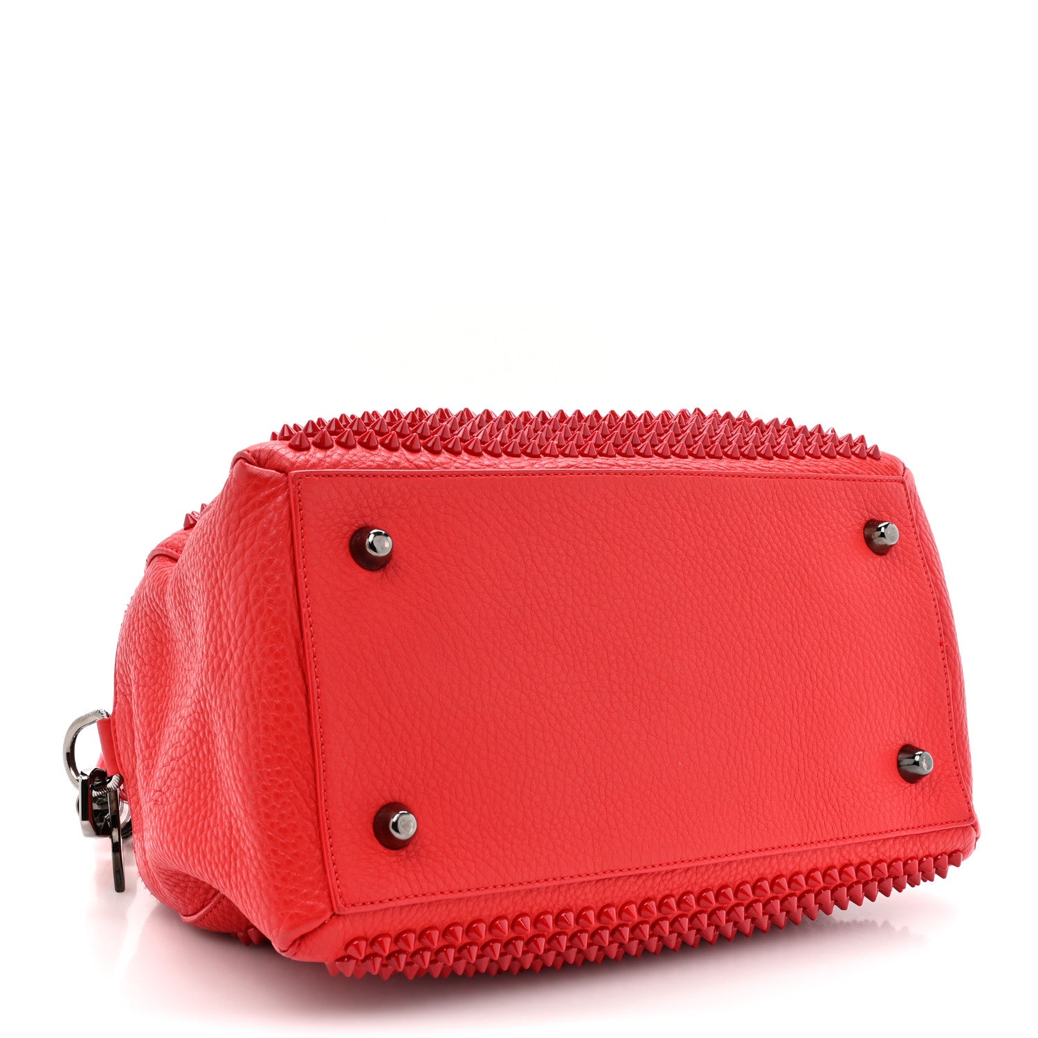 Christian Louboutin Grained Calfskin Studded Panettone Bowling Bag Rouge De Mars 4 of 12