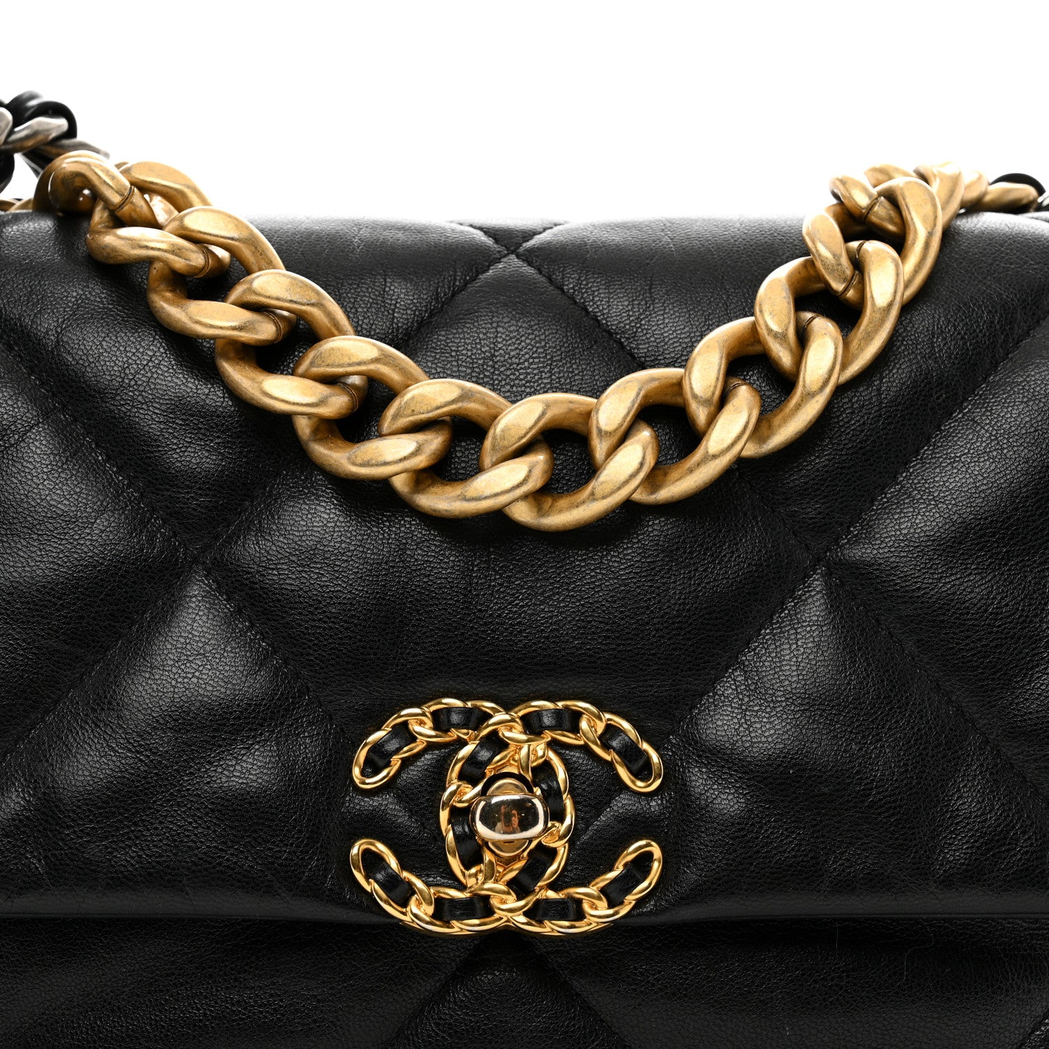 Chanel Shiny Goatskin Quilted Large Chanel 19 Flap Black 5 of 10