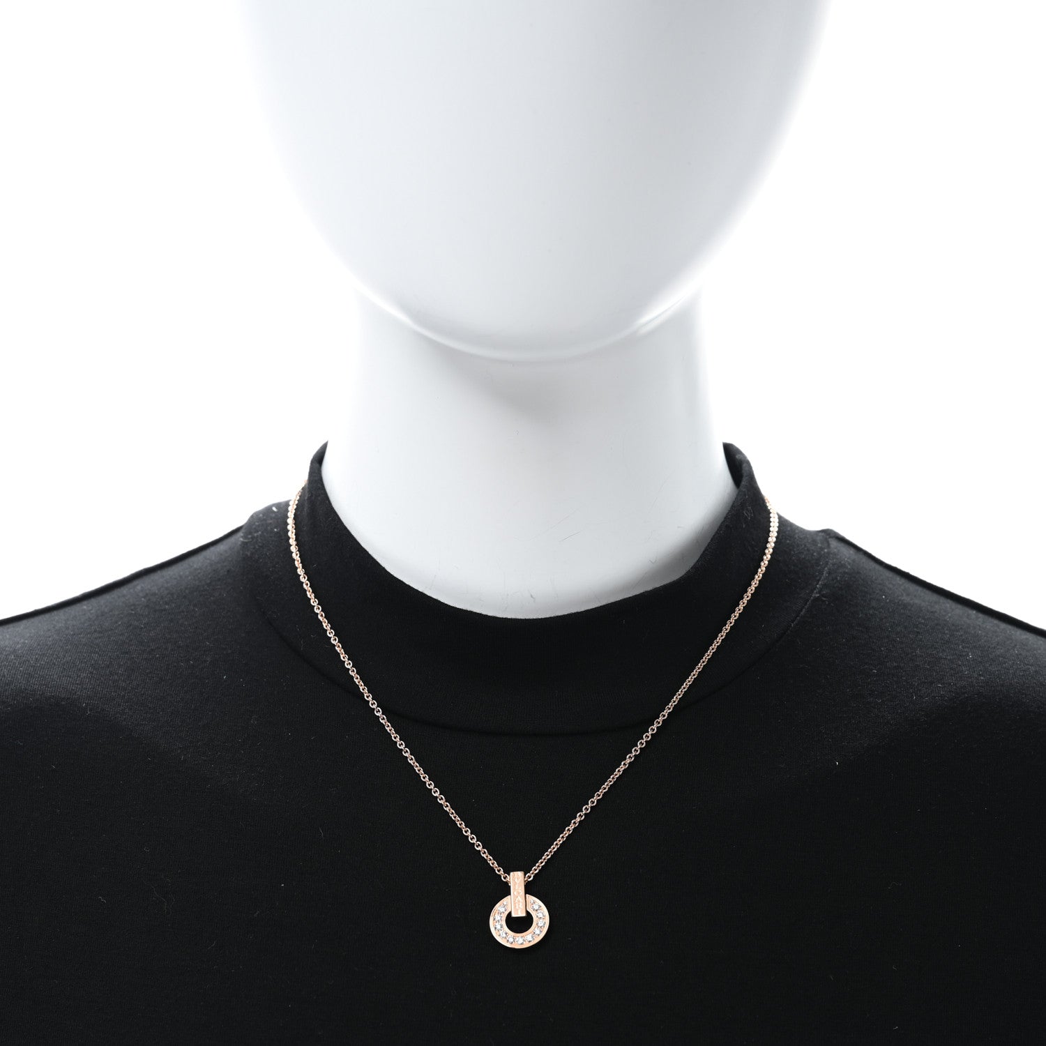 Bulgari 18K Rose Gold Diamond BVLGARI BVLGARI Open Work Pendant Necklace 3 of 4