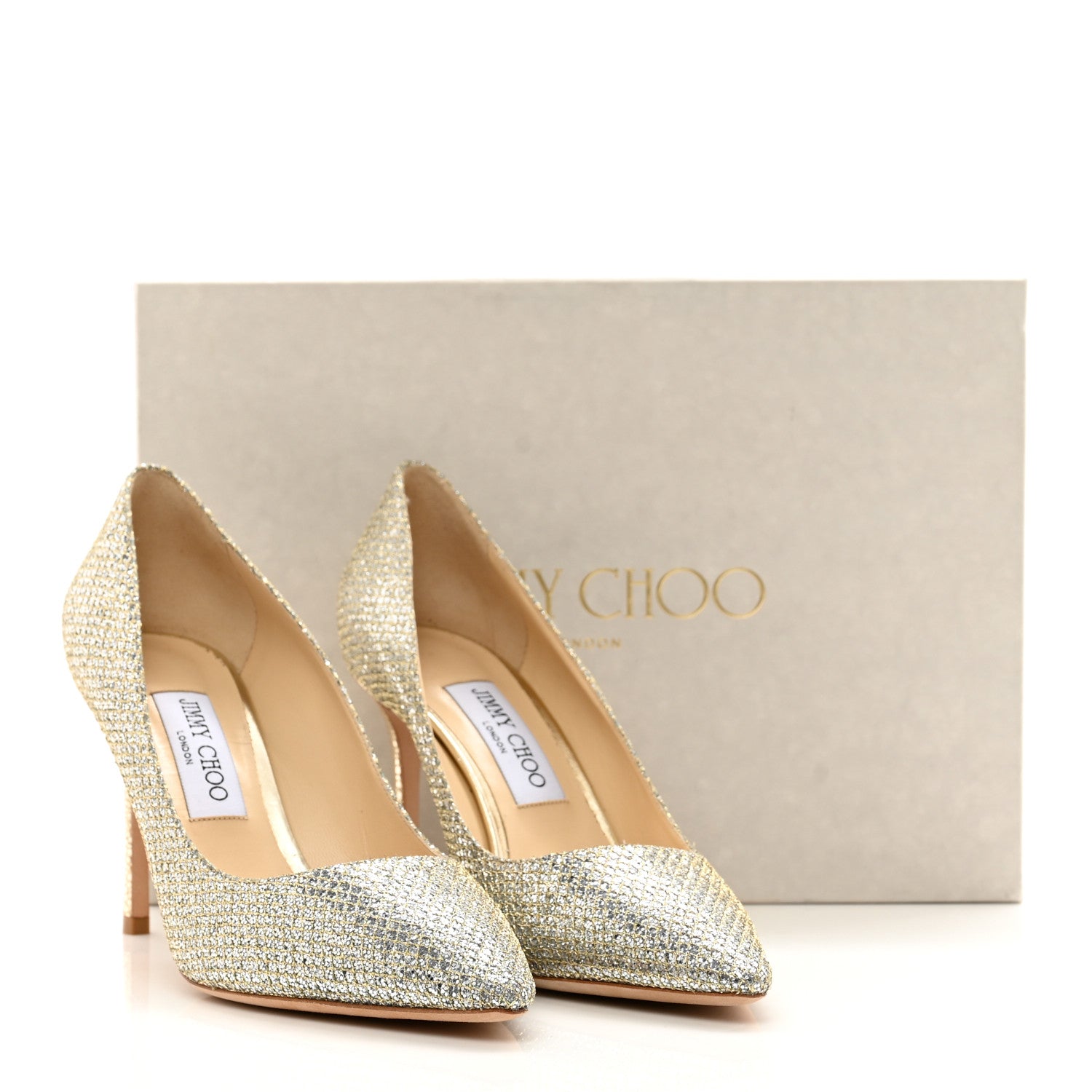 Jimmy Choo Glitter Fabric Romy 85 Pumps 40 Champagne 8 of 8