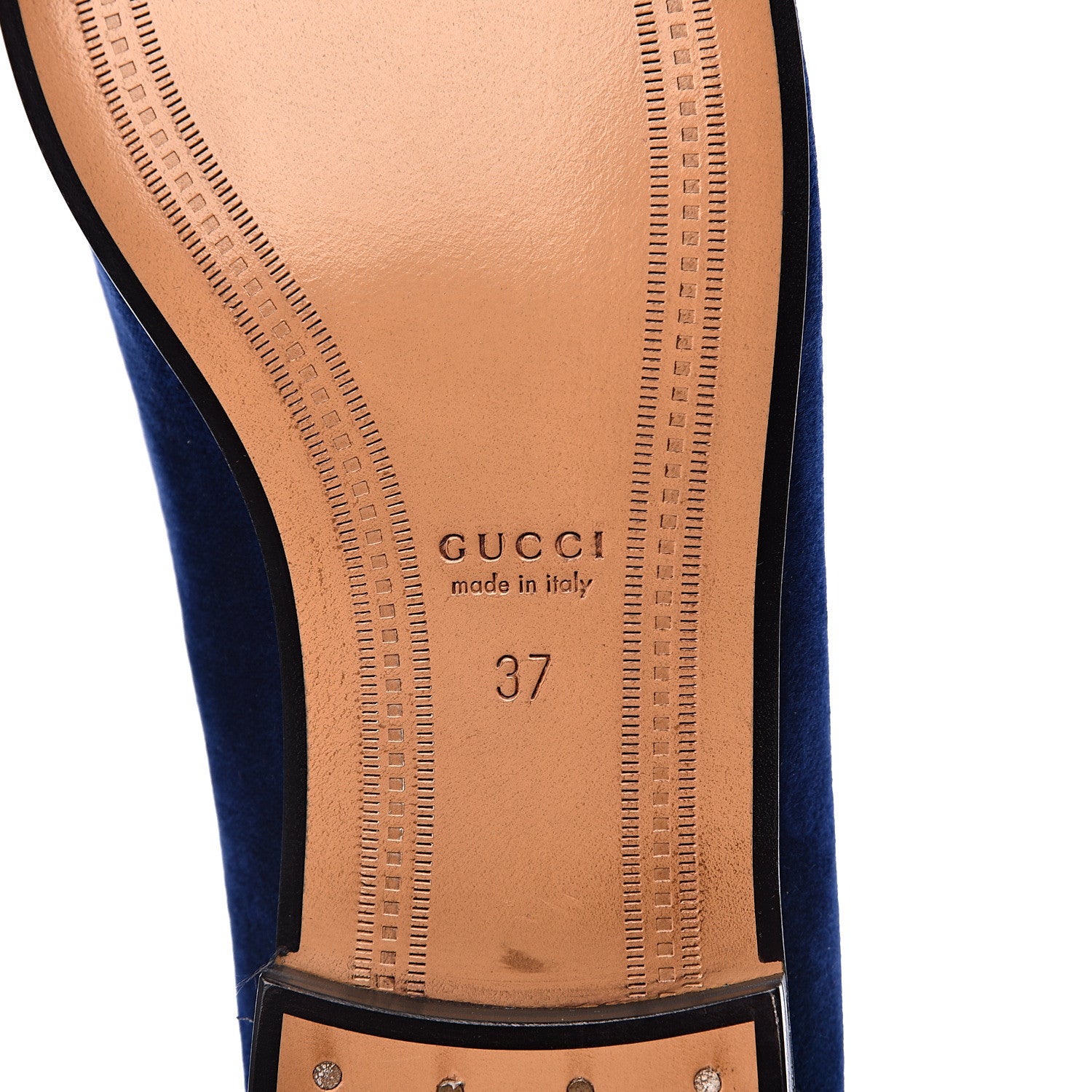Gucci Velvet Horsebit Womens Jordaan Loafers 37 Blue Cobalt 7 of 9