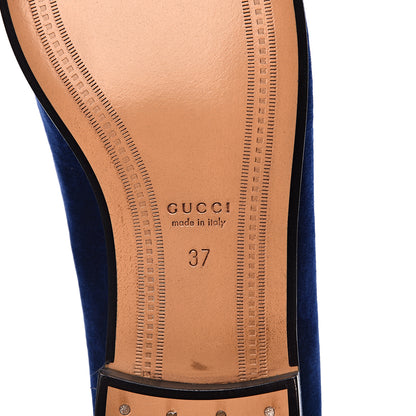 Gucci Velvet Horsebit Womens Jordaan Loafers 37 Blue Cobalt 7 of 9