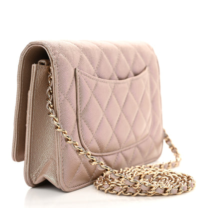 Chanel Iridescent Caviar Quilted Wallet on Chain WOC Beige 3 of 11
