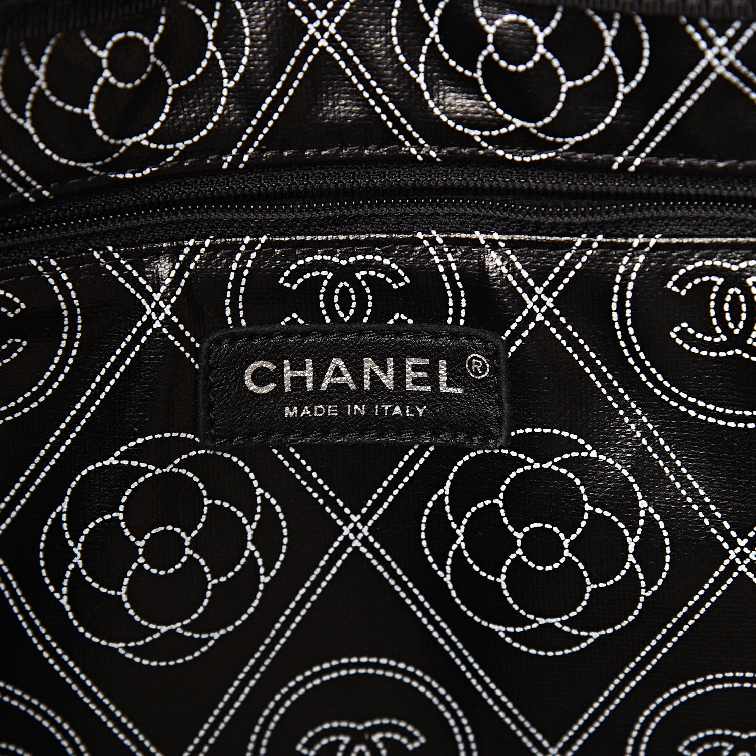 Chanel Coated Canvas Camellia Medium Shopping Tote Black Beige 5 of 9
