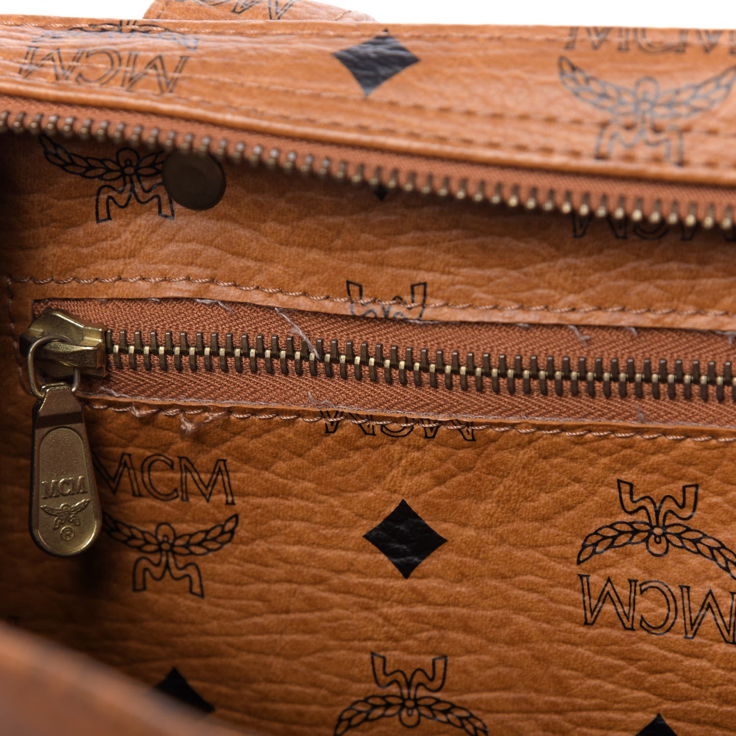 MCM Visetos Shopper Tote Cognac 11 of 11