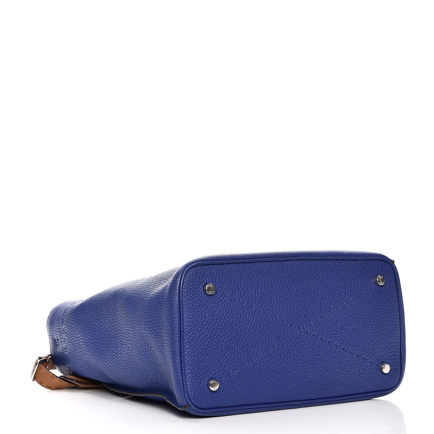 Cuoio Romano Selleria Tri-color Large Anna Bucket Bag Blue Neon