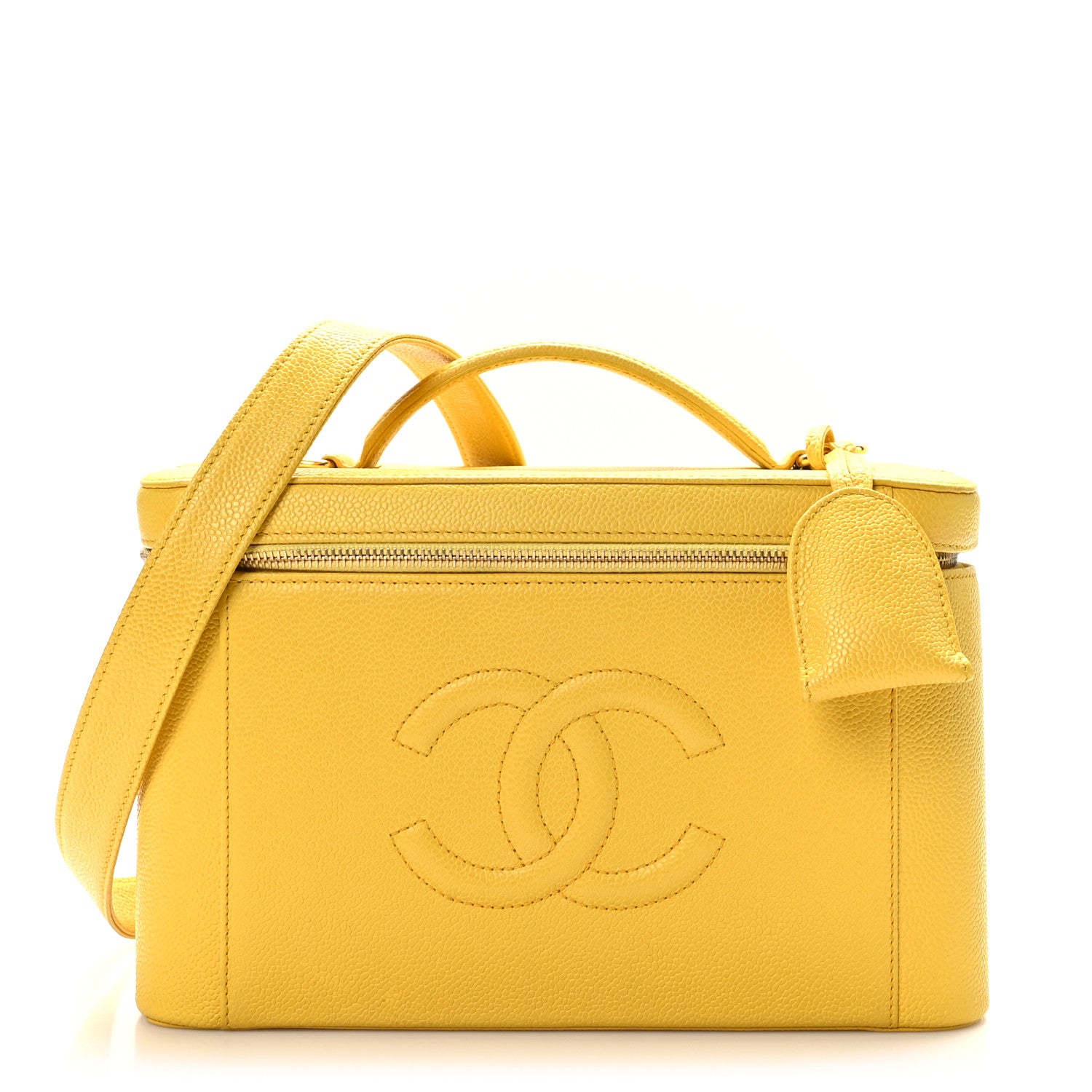 Chanel Caviar CC Vanity Train Case Yellow 1 of 11