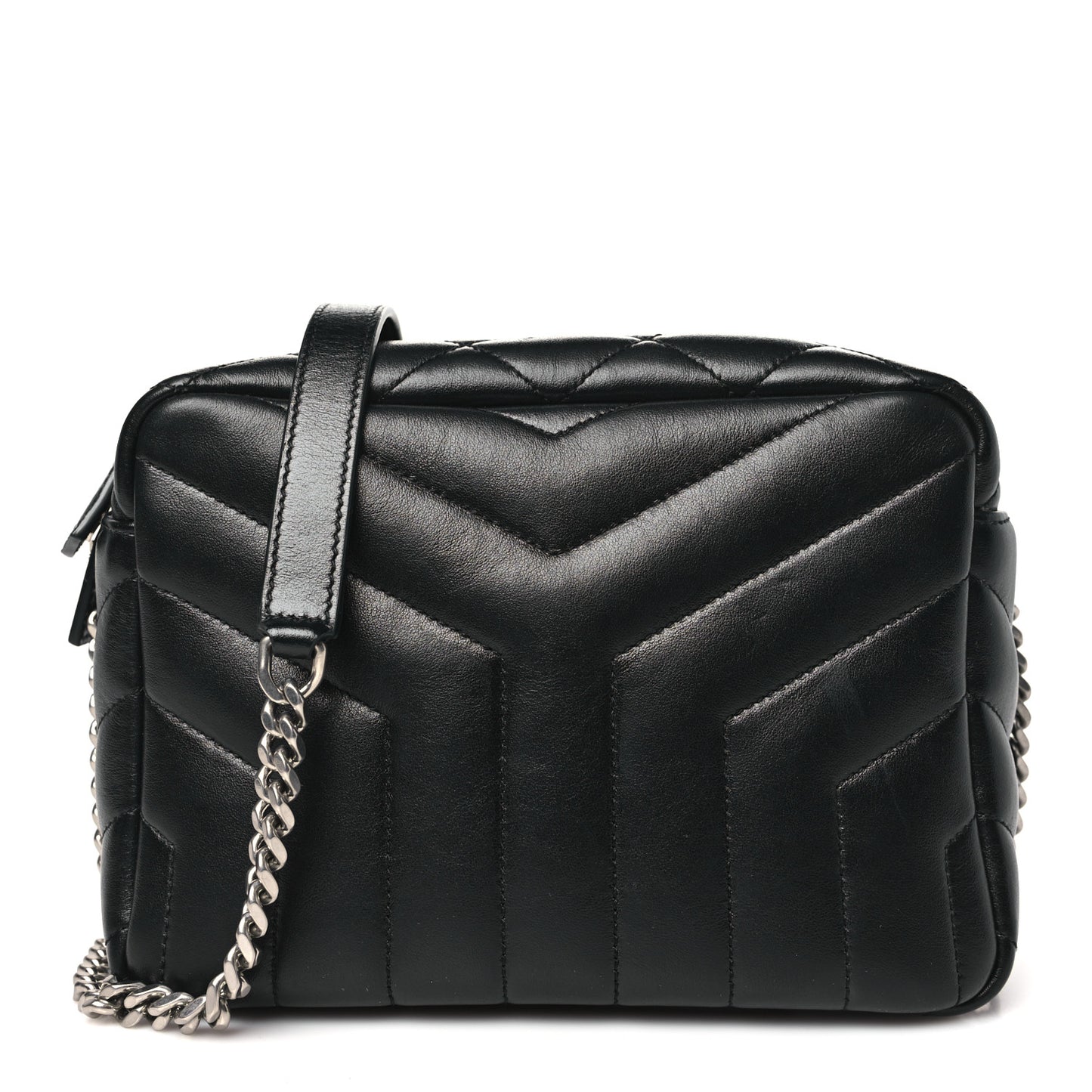 Calfskin Y Quilted Monogram Small Loulou Bowling Bag Black