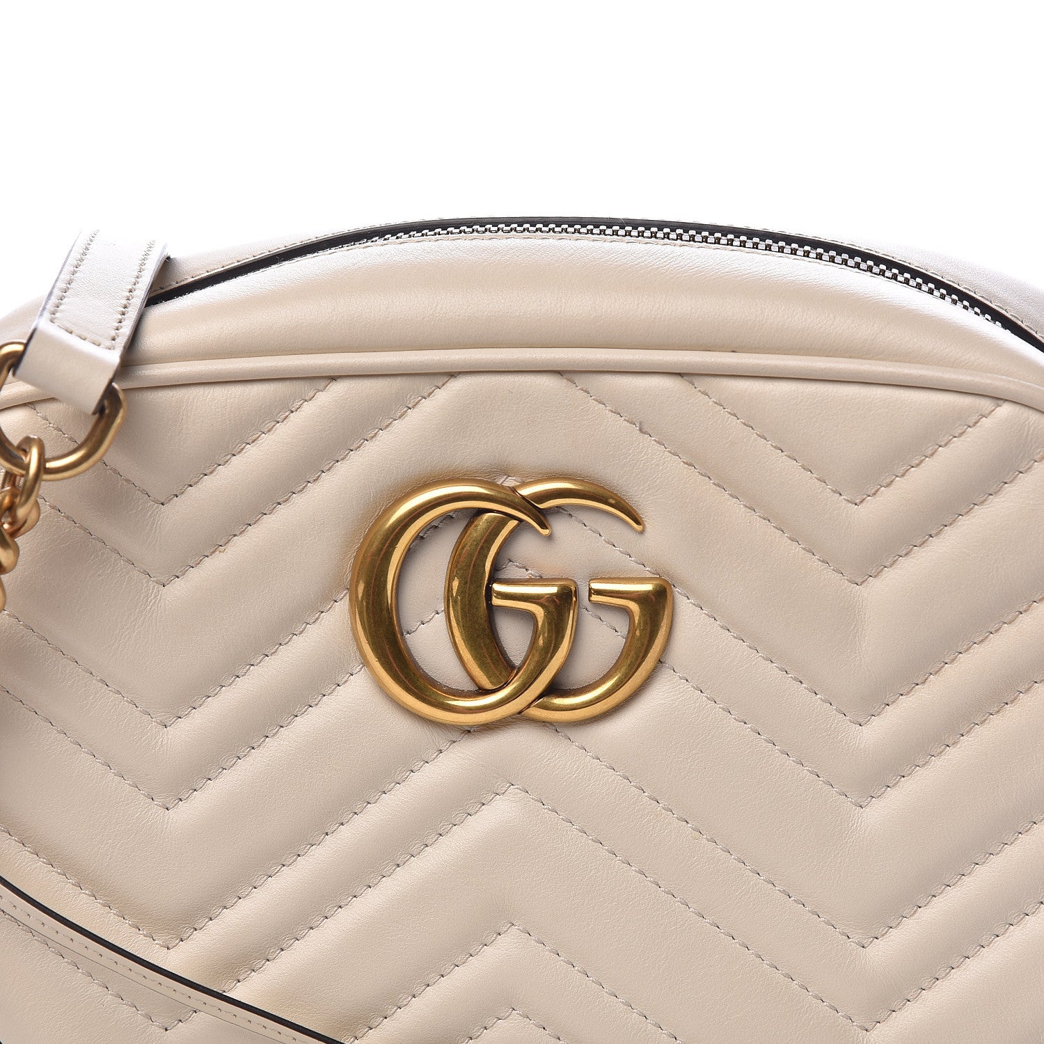 Gucci Calfskin Matelasse Small GG Marmont Chain Shoulder Bag White 10 of 12