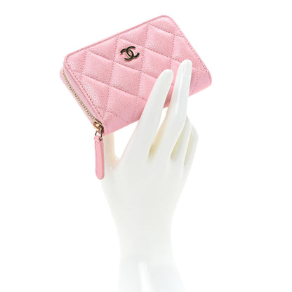 Chanel Iridescent Caviar Quilted Zip Coin Purse Pink 2 of 11