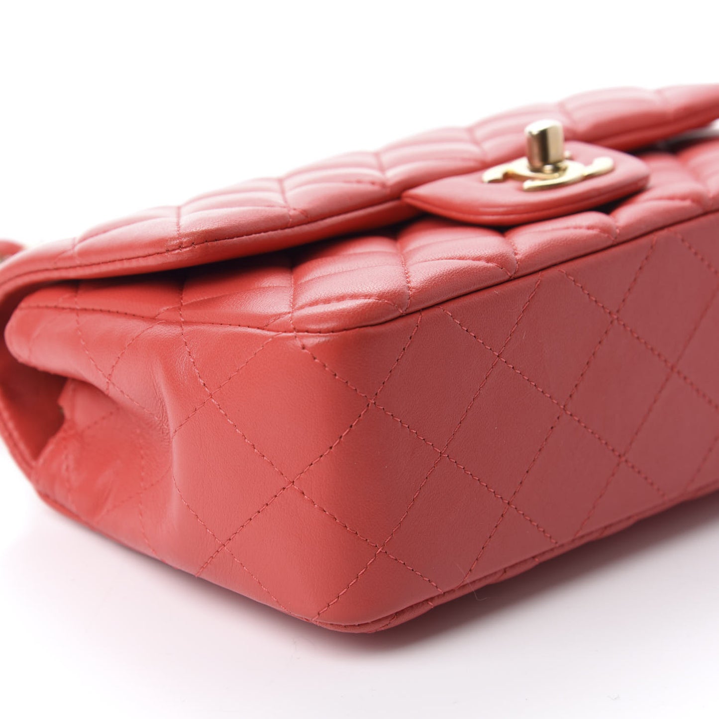 Lambskin Quilted Mini Rectangular Flap Red