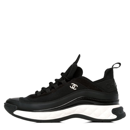 Chanel Velvet Calfskin Mixed Fibers CC Sneakers 40.5 Black 1 of 4