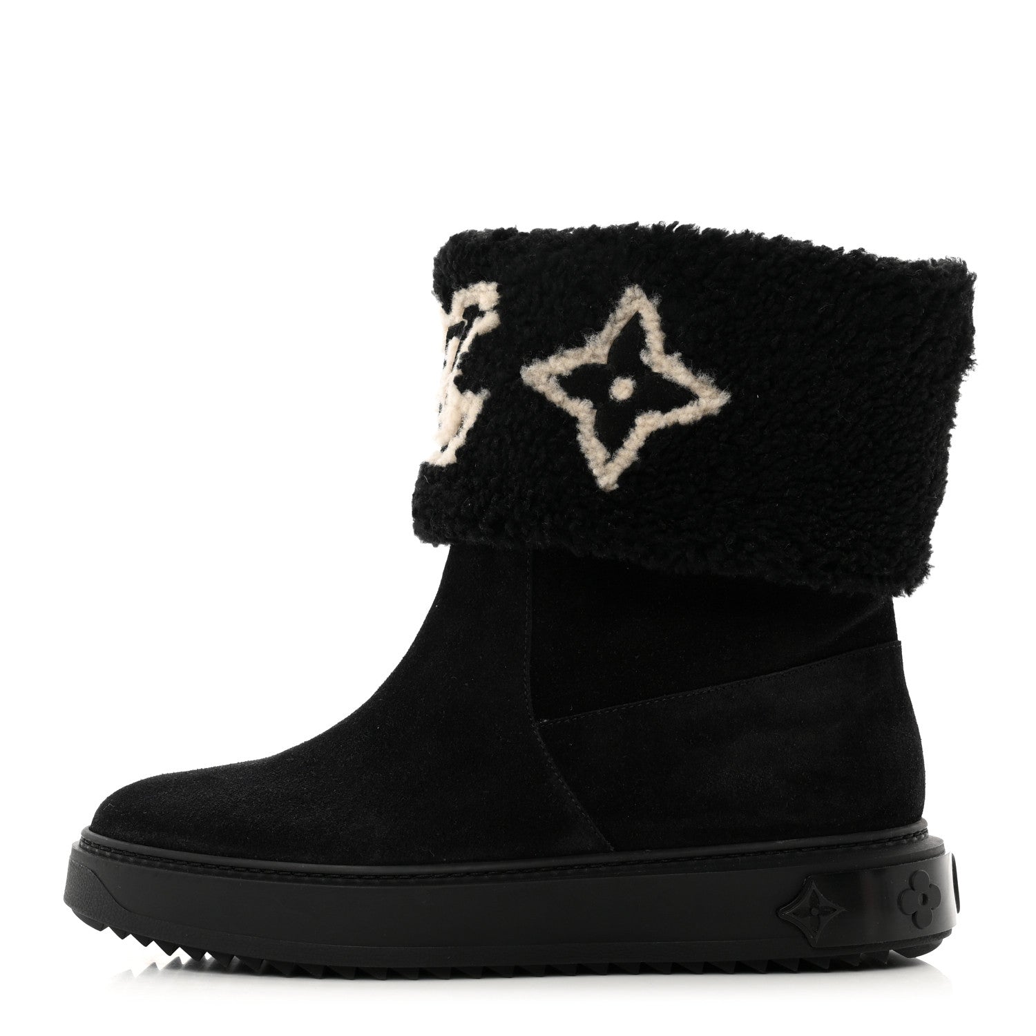 Louis Vuitton Suede Calfskin Shearling Snowdrop Flat Ankle Boot 40 Black 1 of 9
