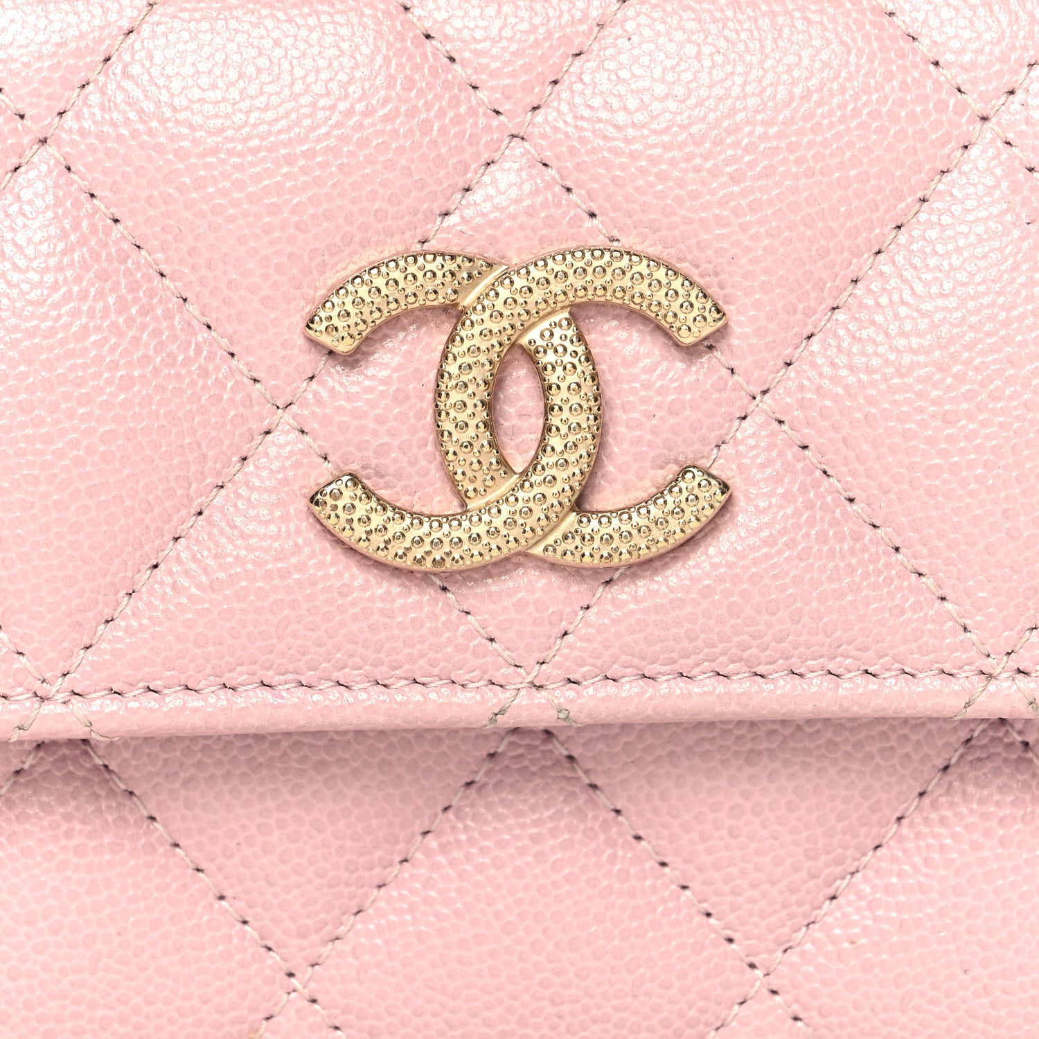 Chanel Caviar Quilted Studded CC Flap Card Holder Light Pink 9 of 10