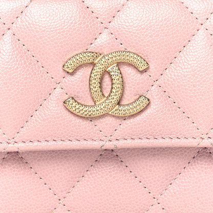 Chanel Caviar Quilted Studded CC Flap Card Holder Light Pink 9 of 10