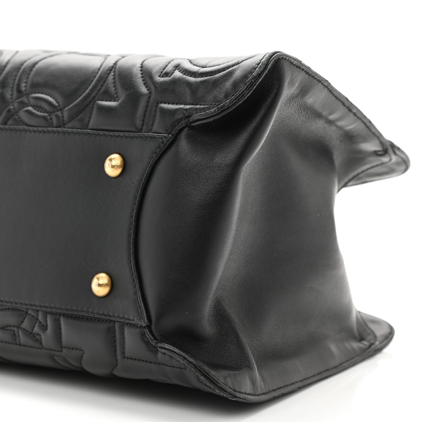 Calfskin Quilted Tote Bag Black