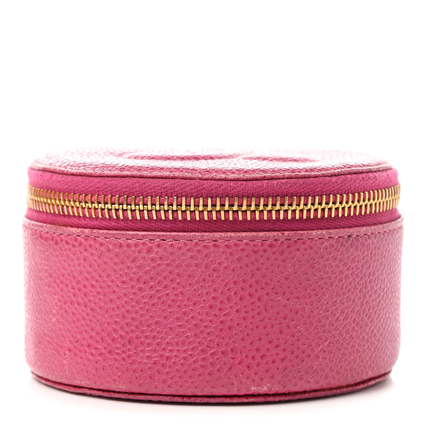 Caviar Round Jewelry Travel Case Pink