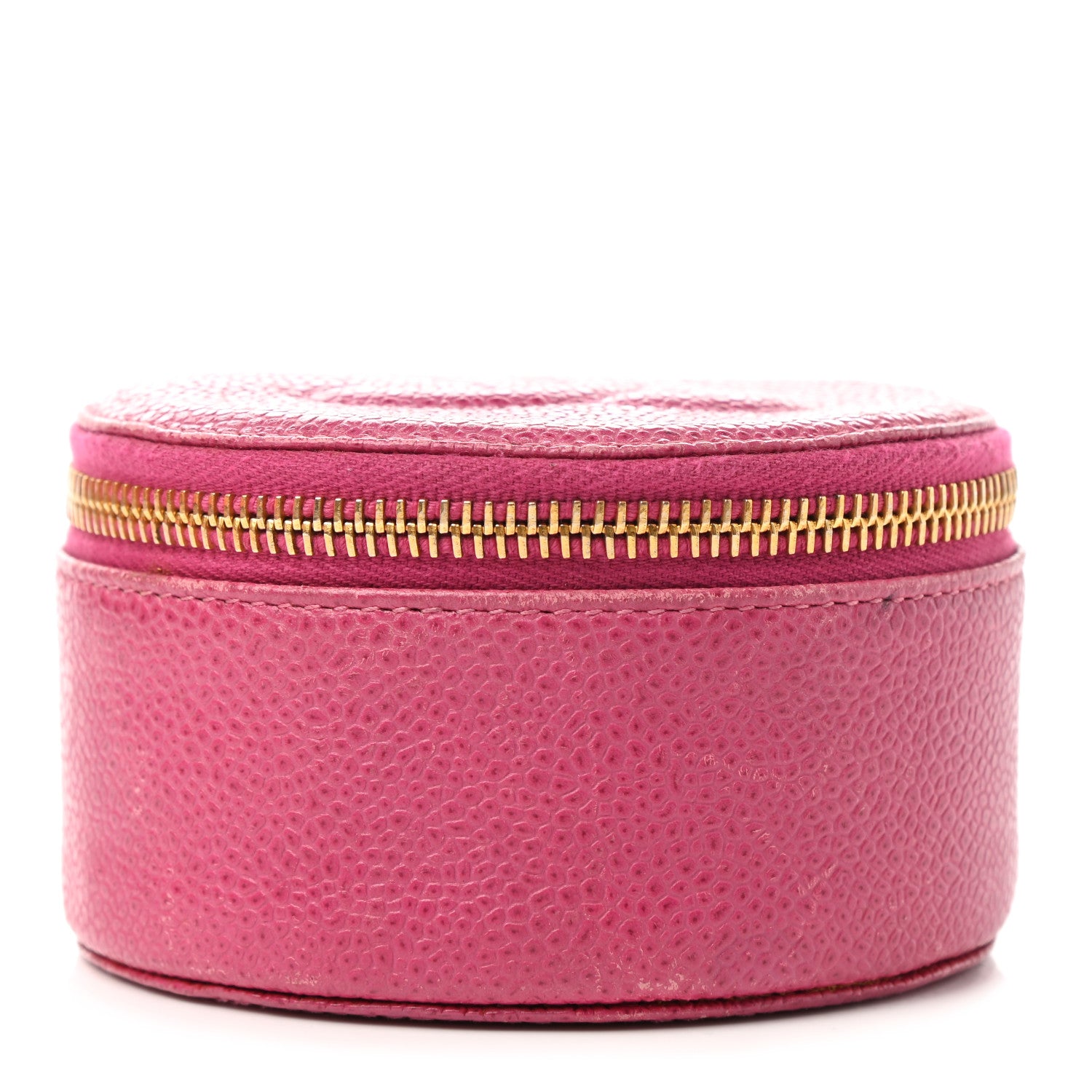 Chanel Caviar Round Jewelry Travel Case Pink 1 of 11