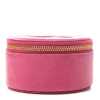 Chanel Caviar Round Jewelry Travel Case Pink 1 of 11