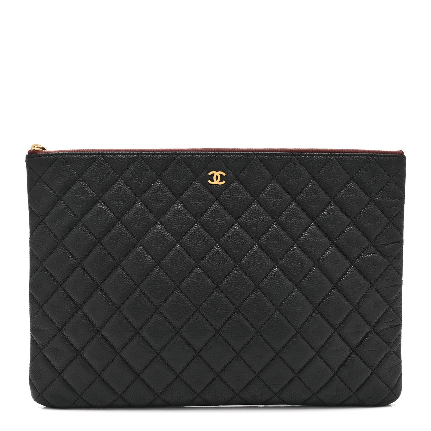Caviar Quilted Large Cosmetic Case Black
