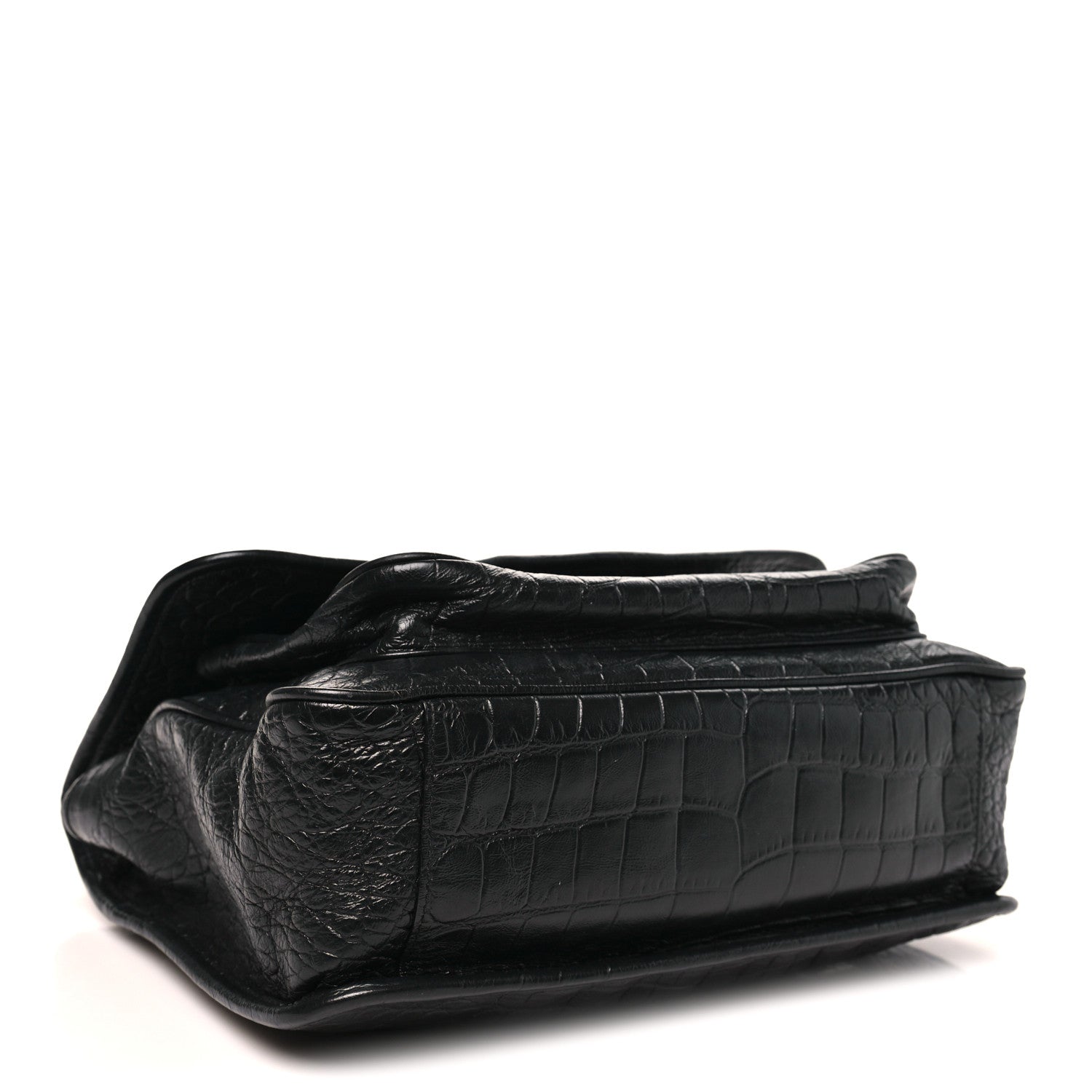 Saint Laurent Crocodile Embossed Lambskin Monogram Medium Niki Chain Satchel Black 4 of 10