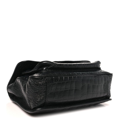 Saint Laurent Crocodile Embossed Lambskin Monogram Medium Niki Chain Satchel Black 4 of 10