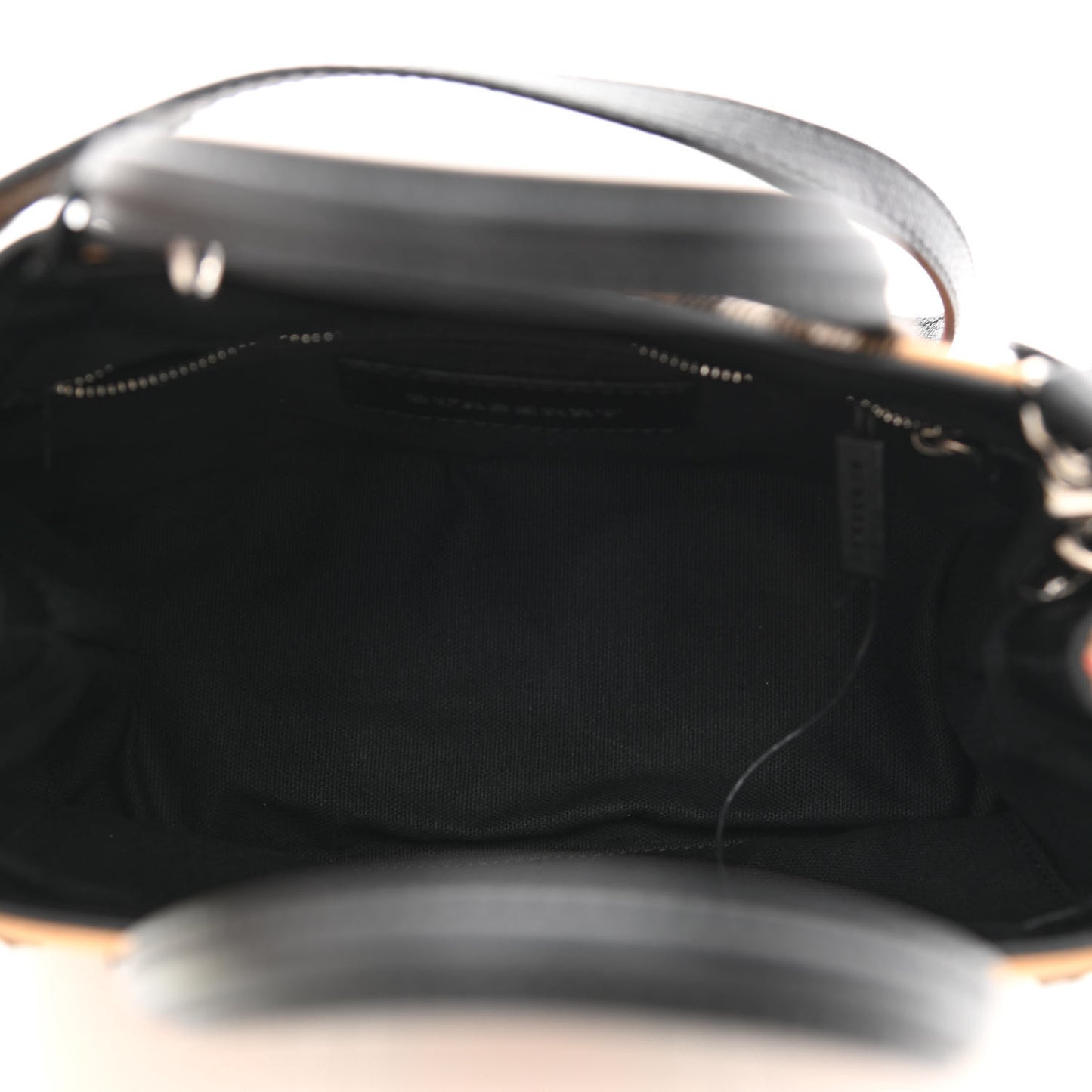 Goatskin Vintage Check Small Banner Tote Black