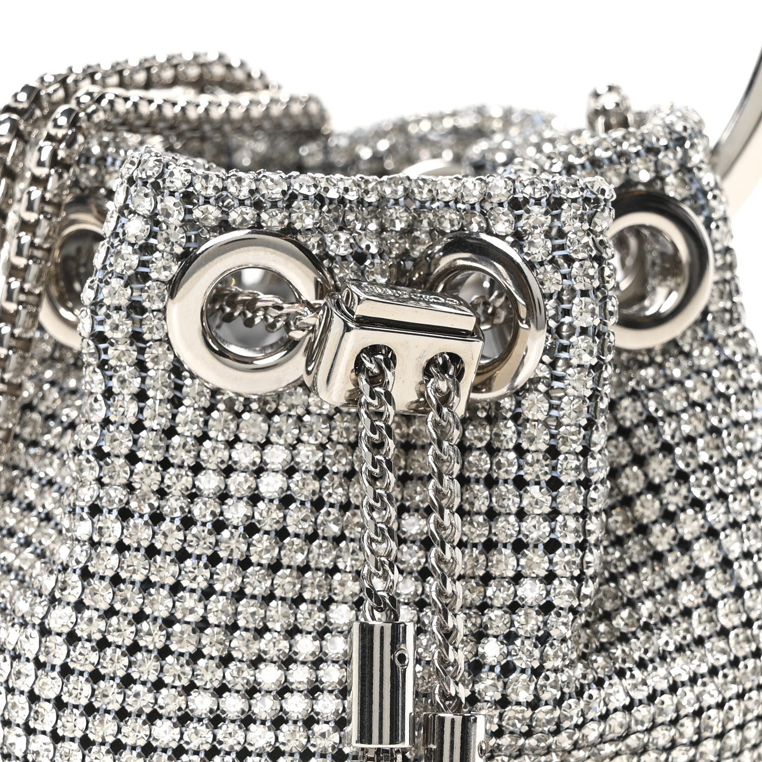 Jimmy Choo Satin Crystal Embellished Micro Bon Bon Bag Silver 7 of 9