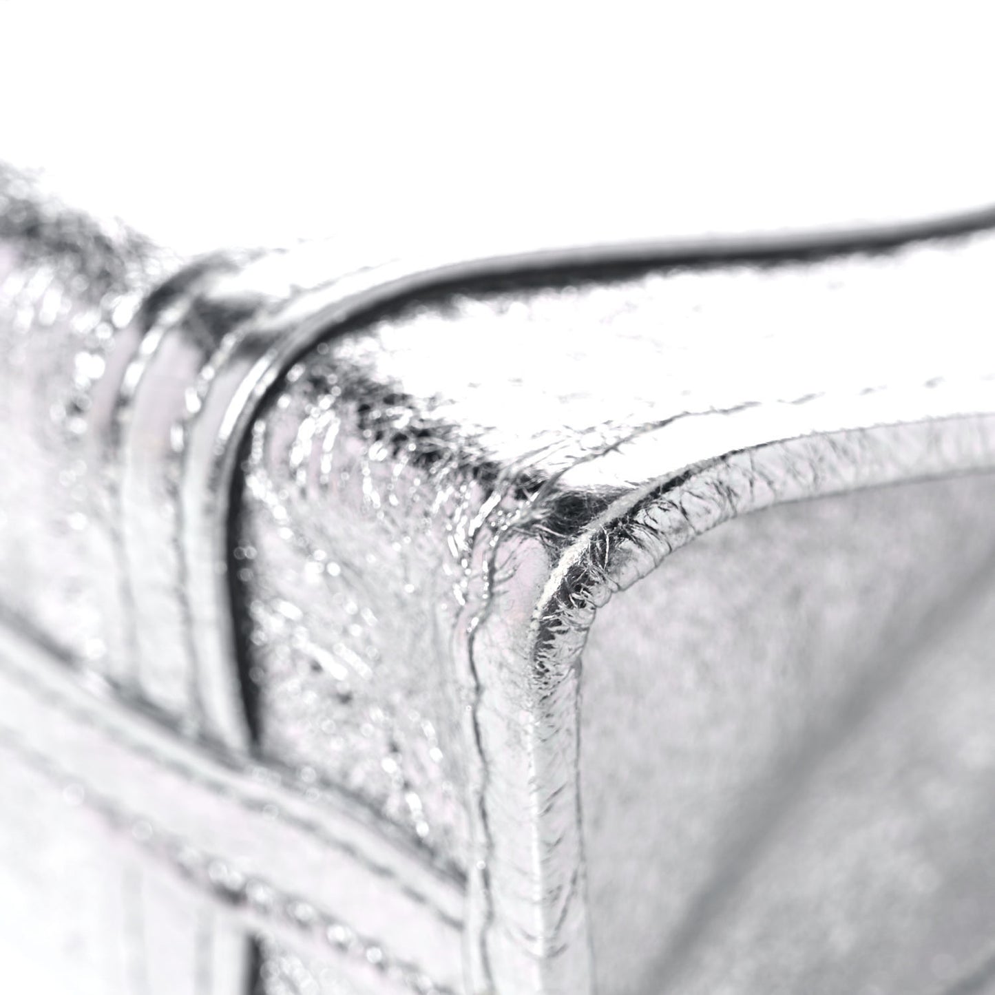 Metallic Calfskin XXS Bazar Shopper Tote Silver Hardware