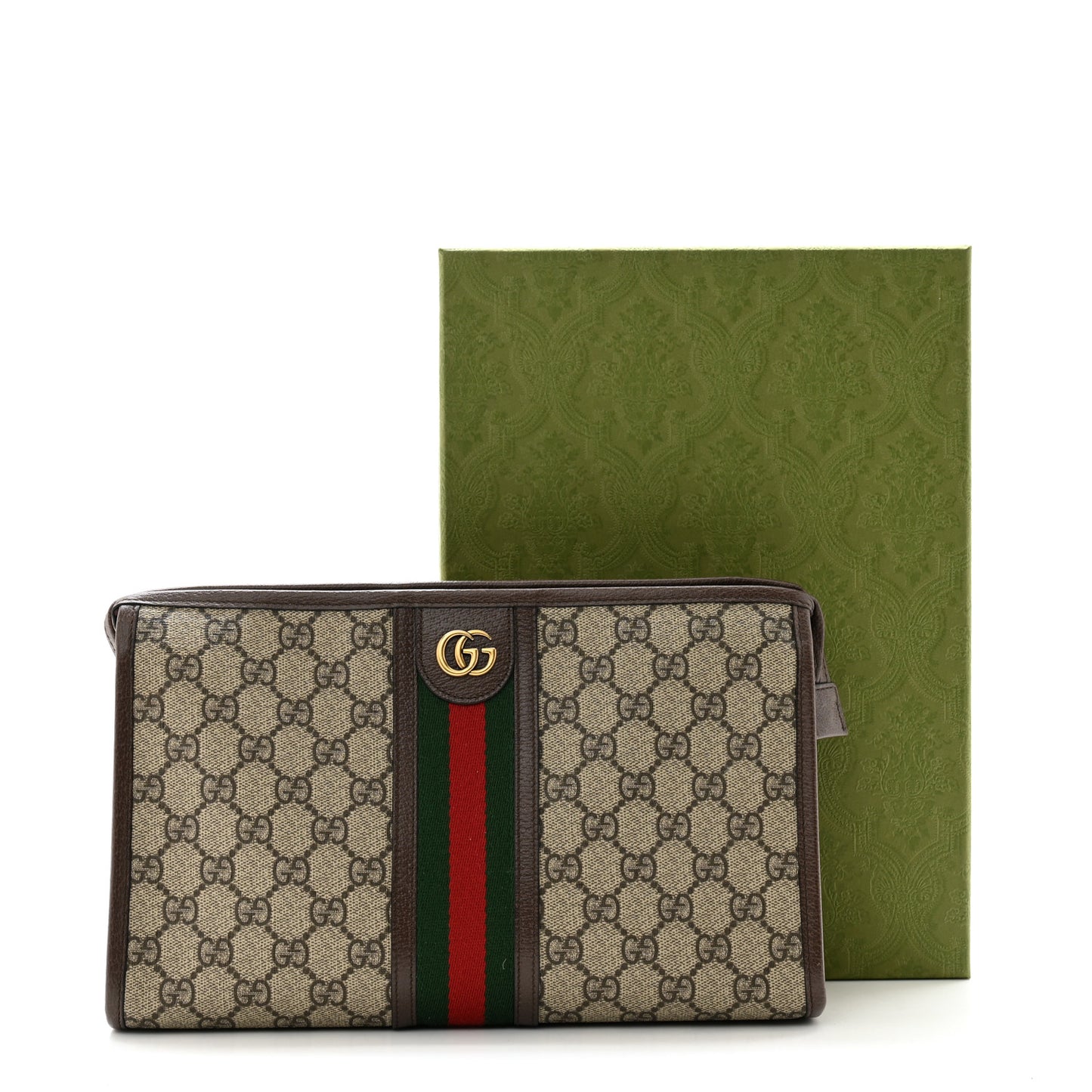 GG Supreme Monogram Web Ophidia GG Toiletry Case Beige New Acero