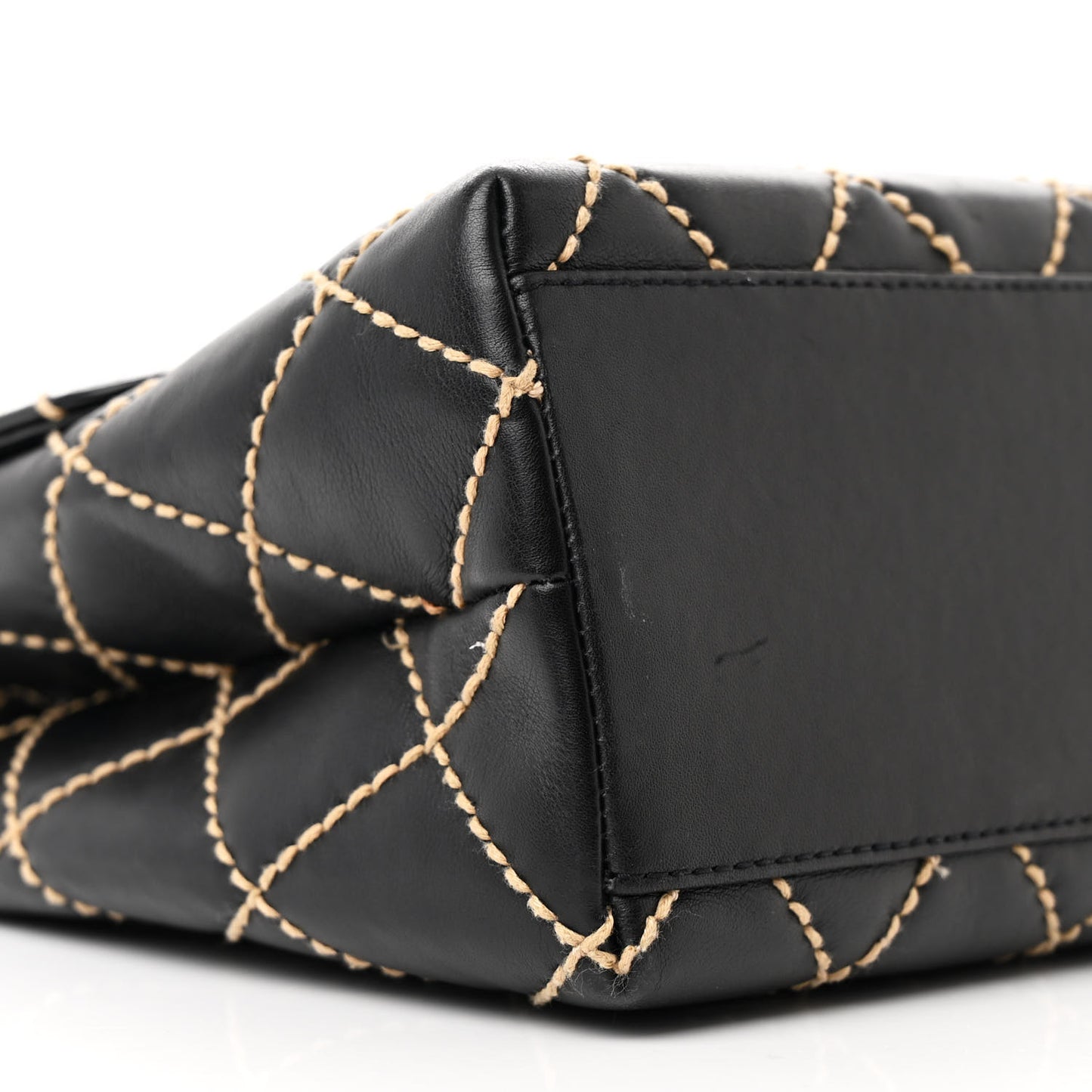 Calfskin Wild Stitch Surpique Jumbo Kelly Flap Bag Black