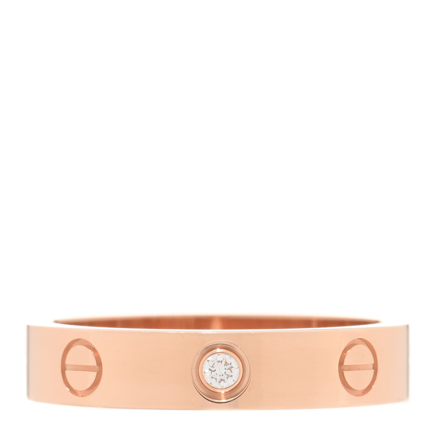 Cartier 18K Pink Gold Diamond 4mm LOVE Wedding Band Ring 53 6.5 1 of 4