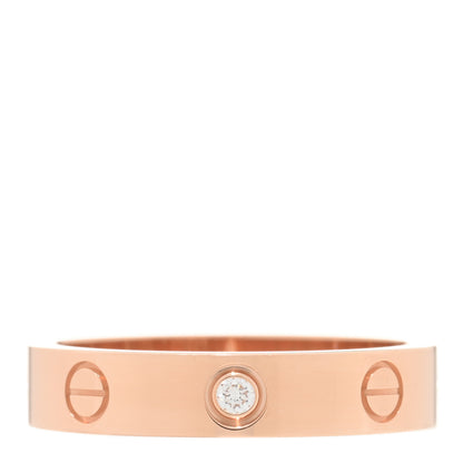 Cartier 18K Pink Gold Diamond 4mm LOVE Wedding Band Ring 53 6.5 1 of 4