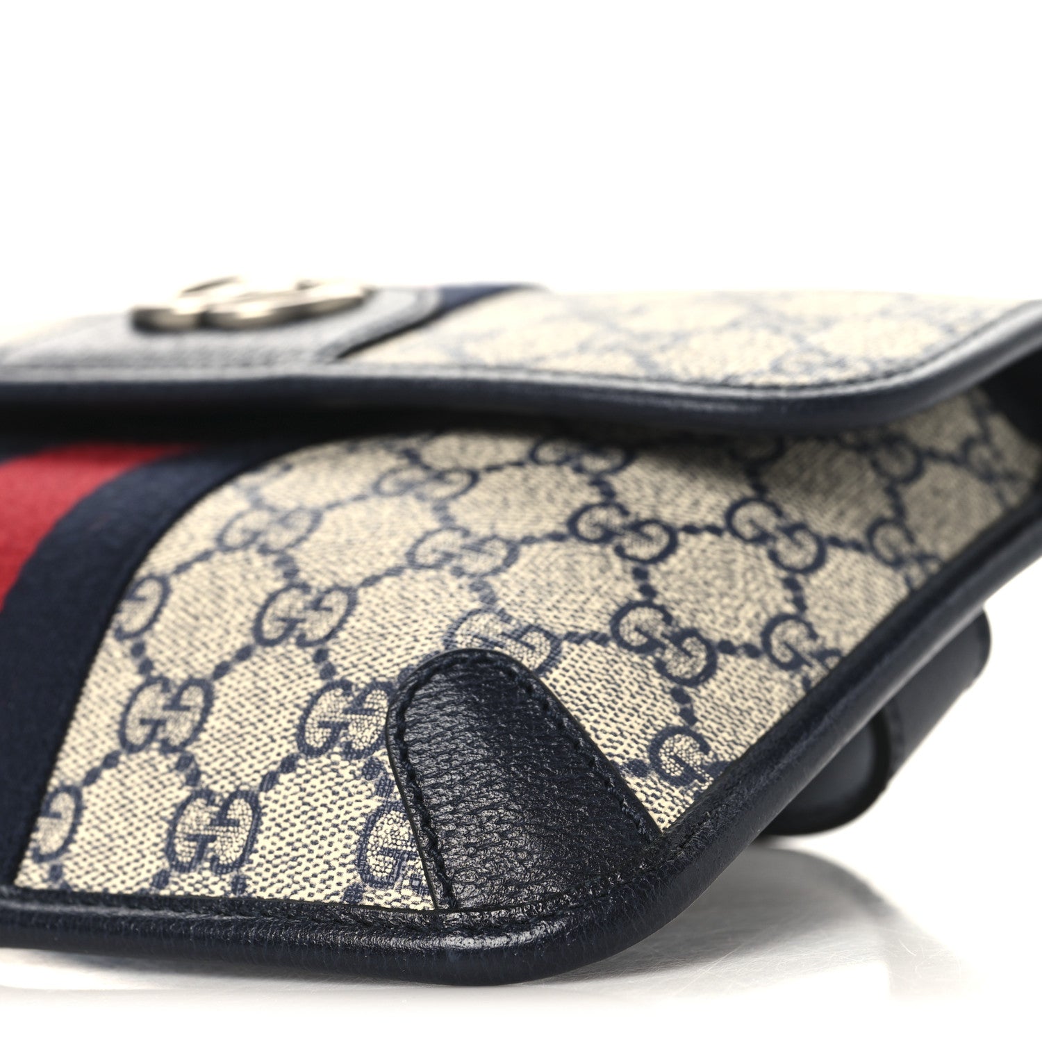 Gucci GG Supreme Monogram Web Small Ophidia Belt Bag 90 36 Beige Navy 10 of 10