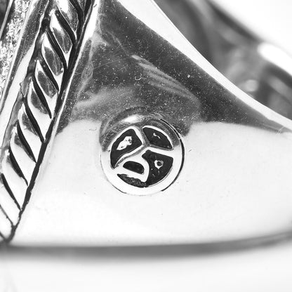 David Yurman Sterling Silver Diamond Black Onyx 14mm Albion Statement Ring 51 5.75 5 of 7
