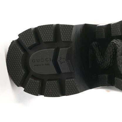 Gucci Calfskin Embroidered Lace Up Combat Ankle Boots 36 Black 6 of 16