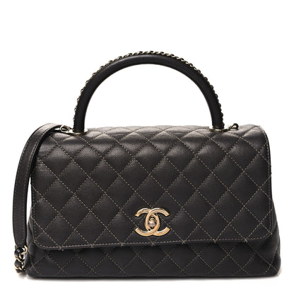Chanel Caviar Contrast Stitch Small Coco Chain Handle Flap Dark Grey 1 of 14