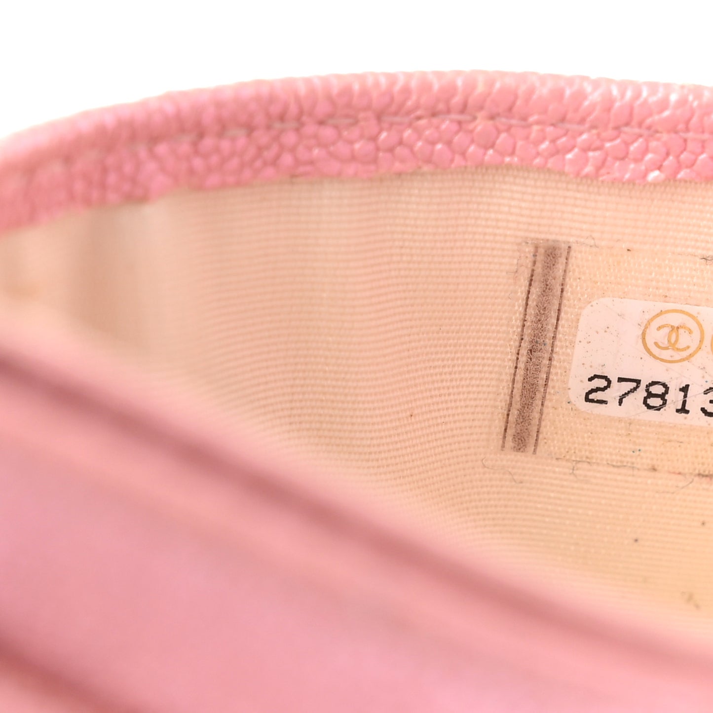 Iridescent Caviar Quilted Card Holder Rose Pink