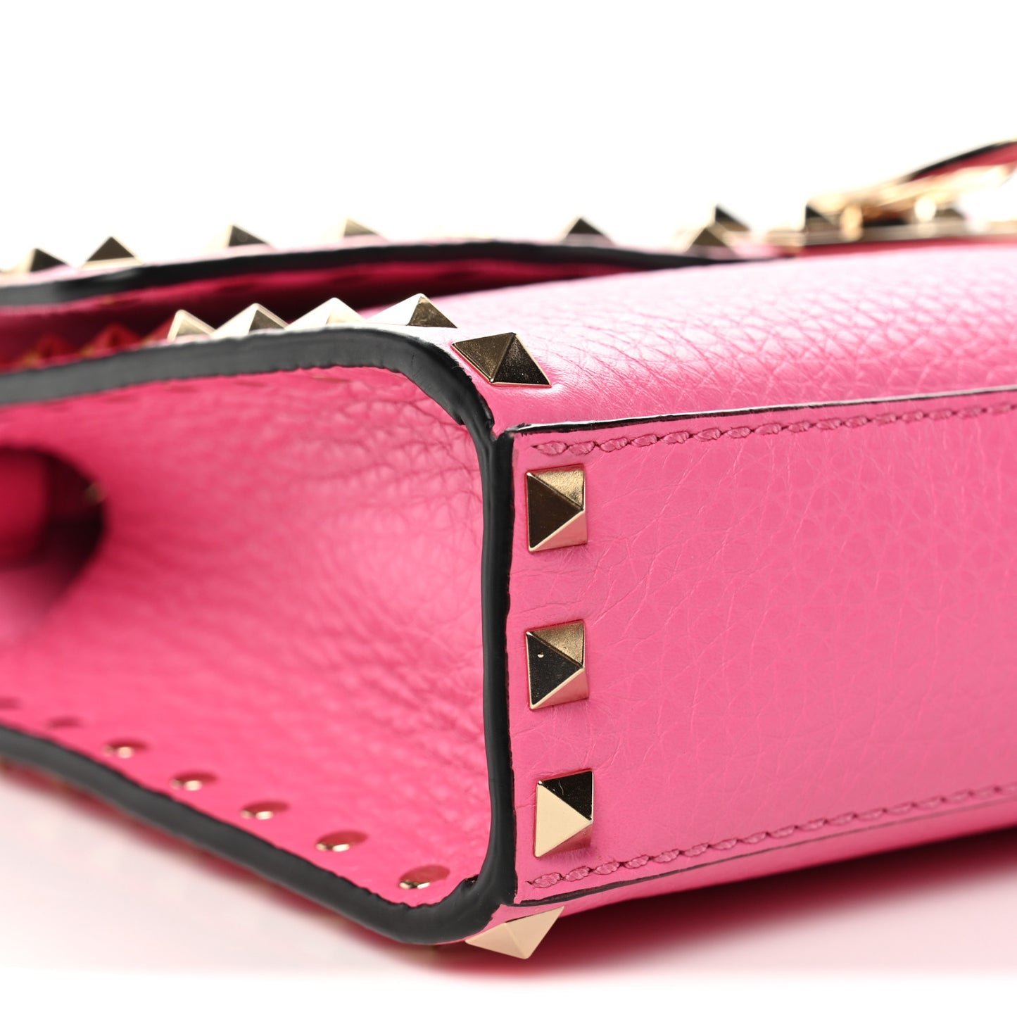 Pebbled Calfskin Medium Rockstud Flip Lock Crossbody Bag Feminine Pink