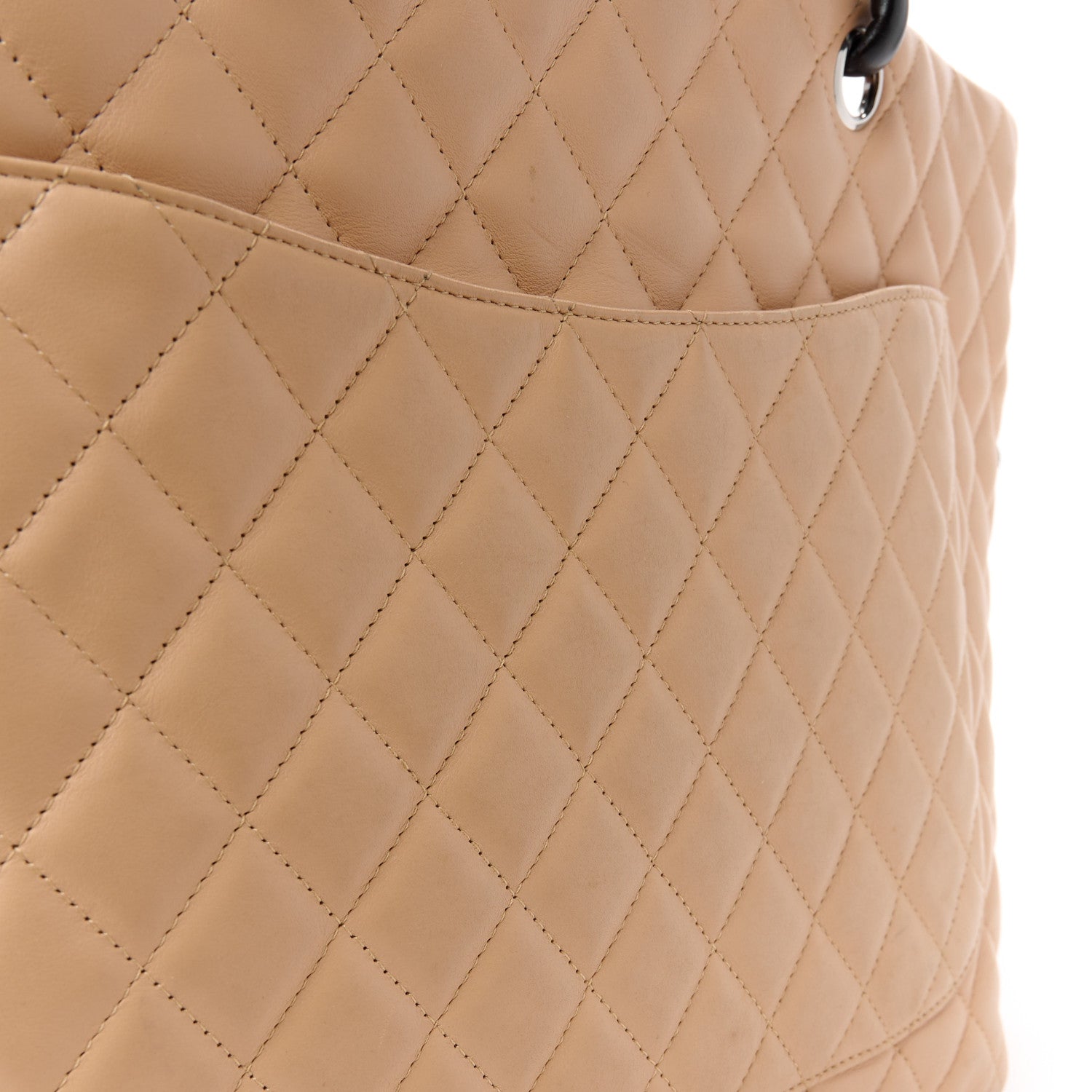 Chanel Calfskin Quilted Large Cambon Tote Beige Black 12 of 13