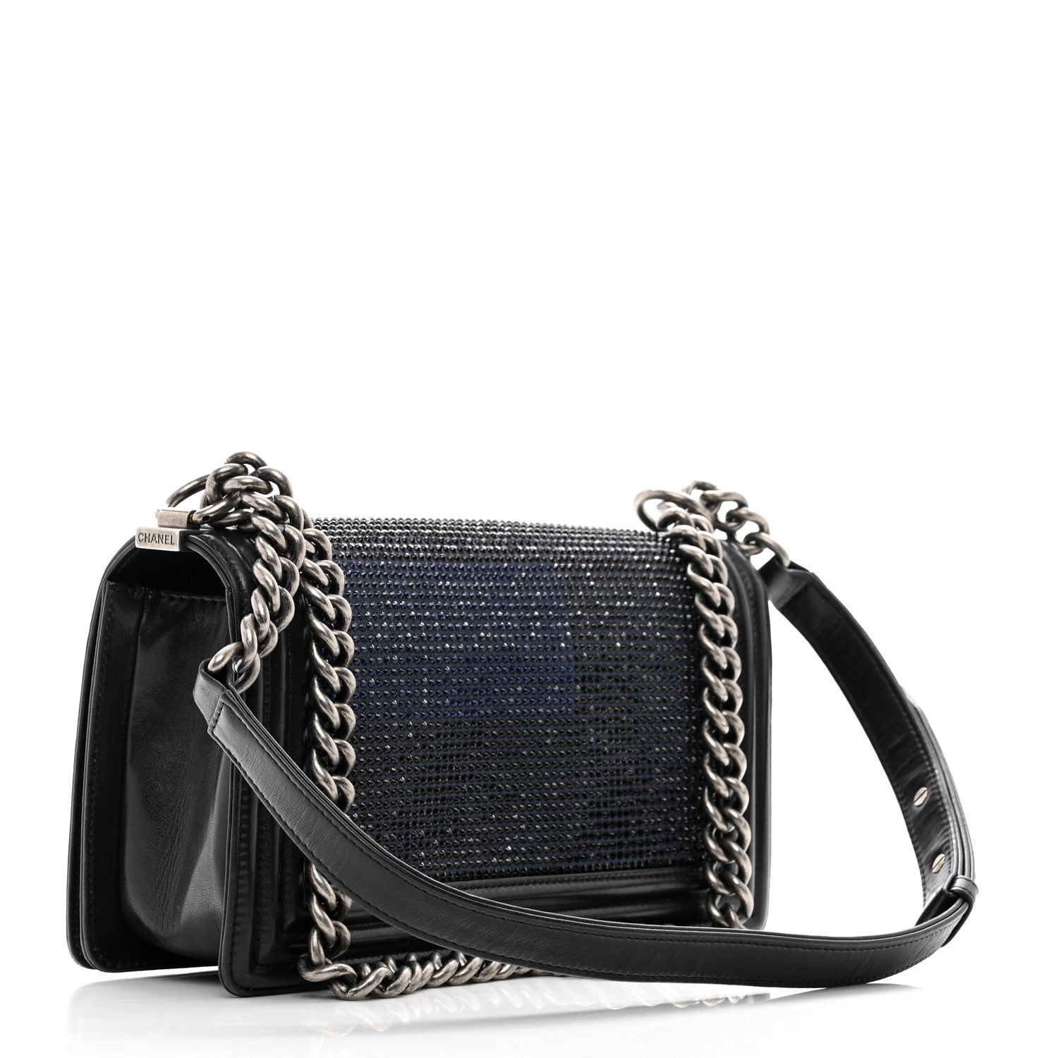 Chanel Iridescent Calfskin Quilted Strass Medium Paris Dallas Boy Flap Navy 3 of 11