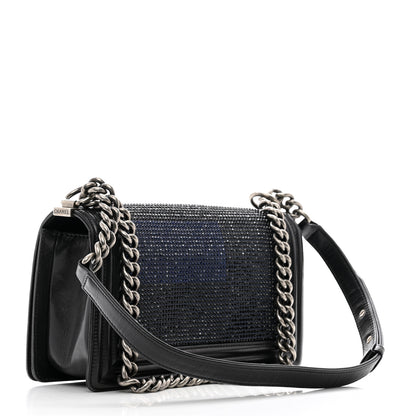Chanel Iridescent Calfskin Quilted Strass Medium Paris Dallas Boy Flap Navy 3 of 11
