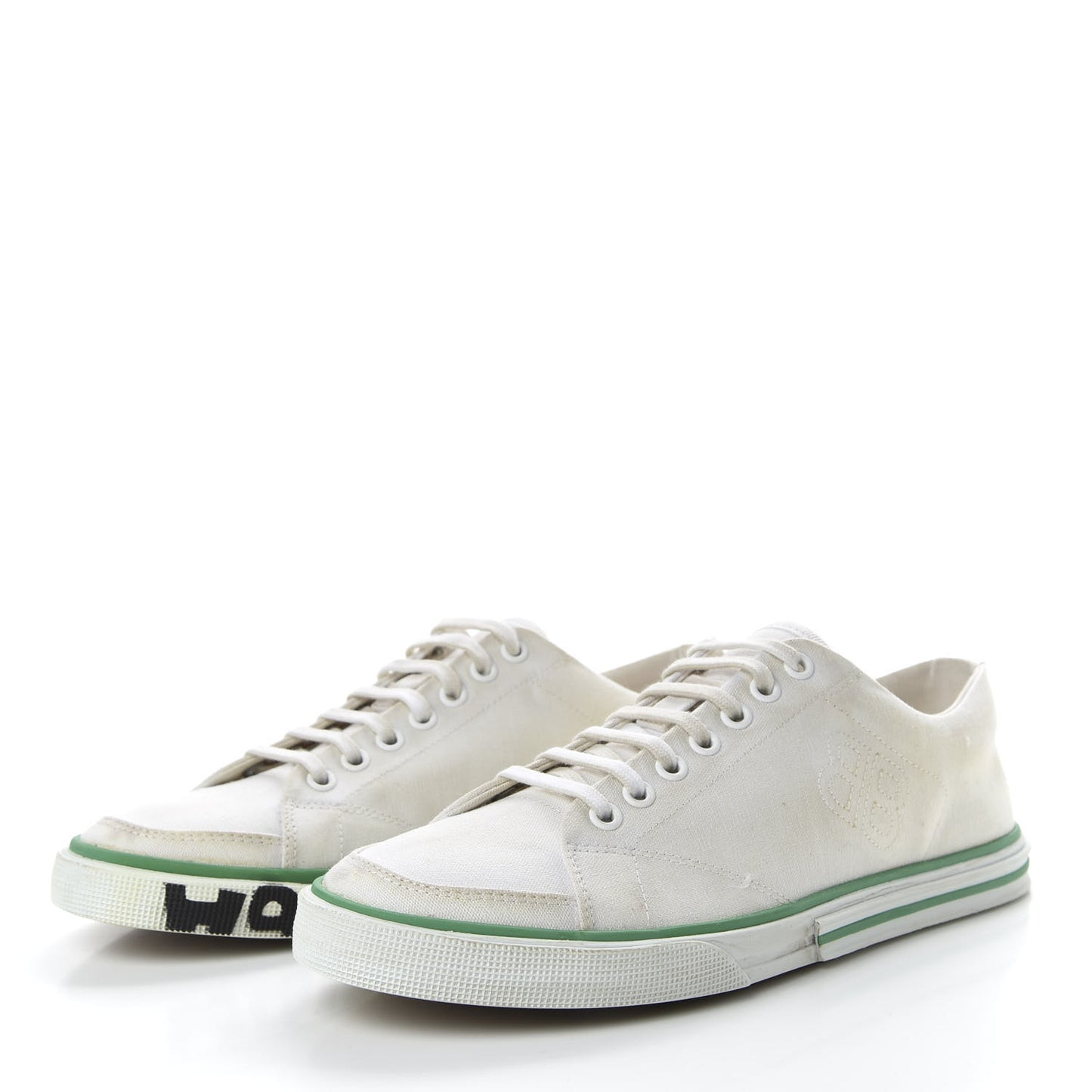 Cotton Canvas Distressed Match Trainers Sneakers 40 White