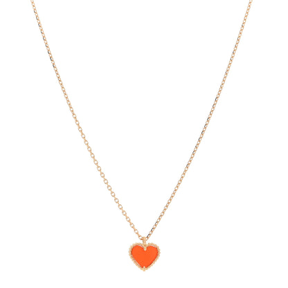 Van Cleef & Arpels 18K Rose Gold Carnelian Sweet Alhambra Heart Pendant Necklace 1 of 3