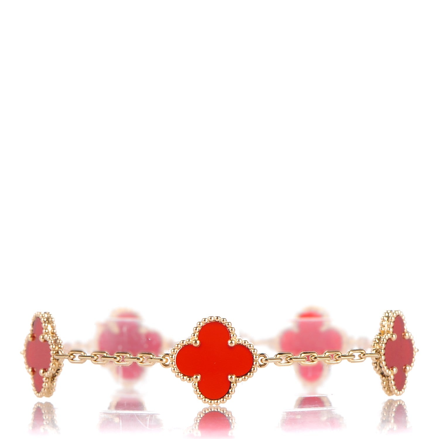 Van Cleef & Arpels 18K Yellow Gold Carnelian 5 Motifs Vintage Alhambra Bracelet 1 of 4