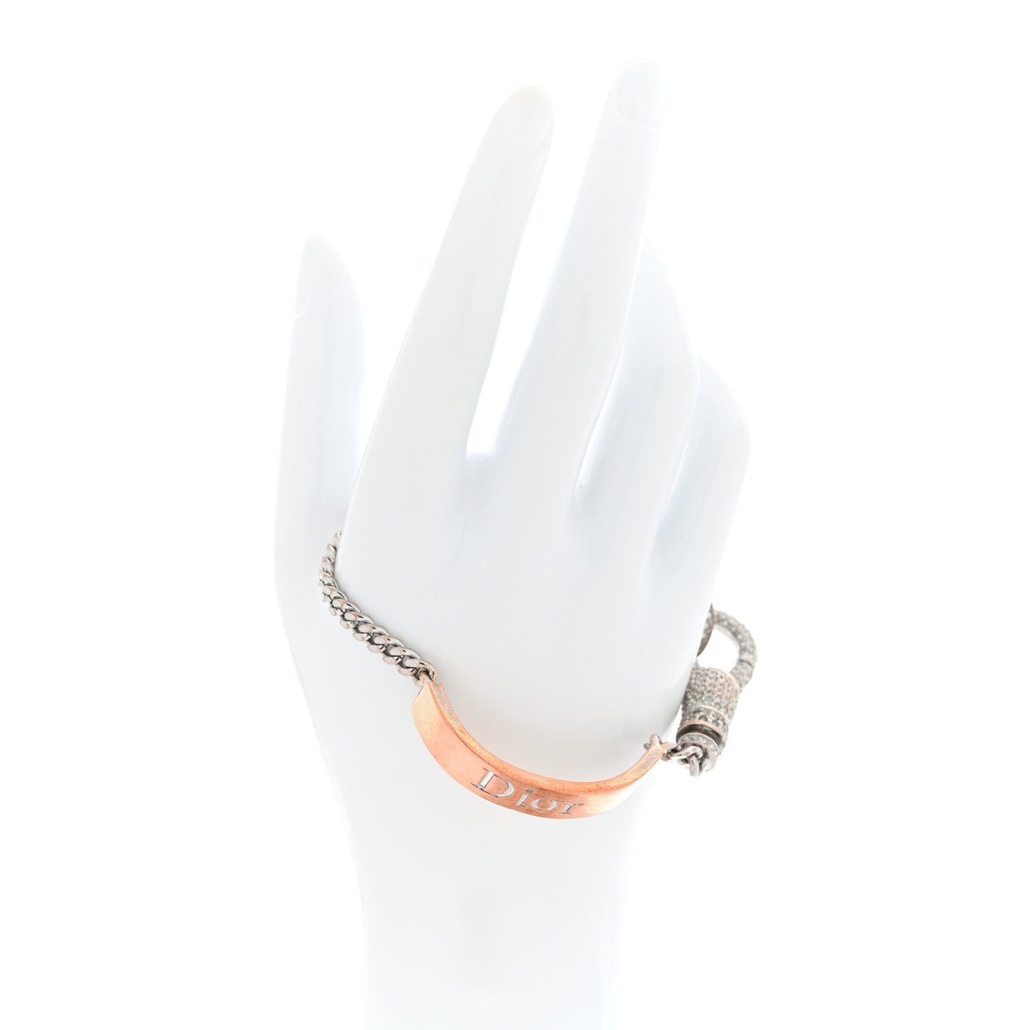 Crystal Logo ID Chain Bracelet Silver