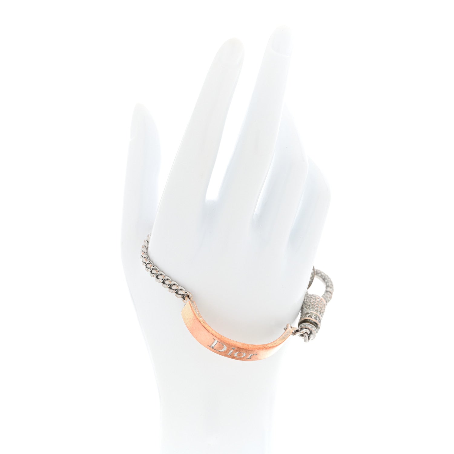 Christian Dior Crystal Logo ID Chain Bracelet Silver 2 of 4