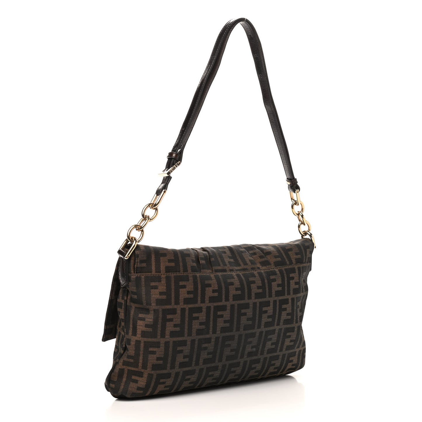 Zucca Patent Large Mia Shoulder Flap Tobacco