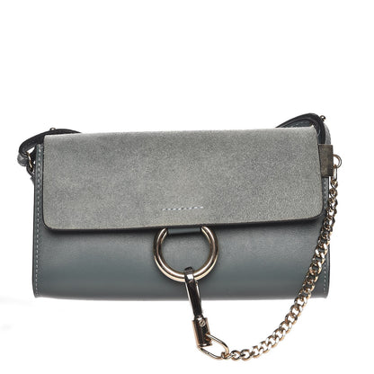Chloe Suede Calfskin Faye Wallet On Strap Cloudy Blue 1 of 7